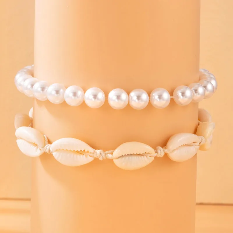 3pcs/sets White Beaded Anklets for Women
