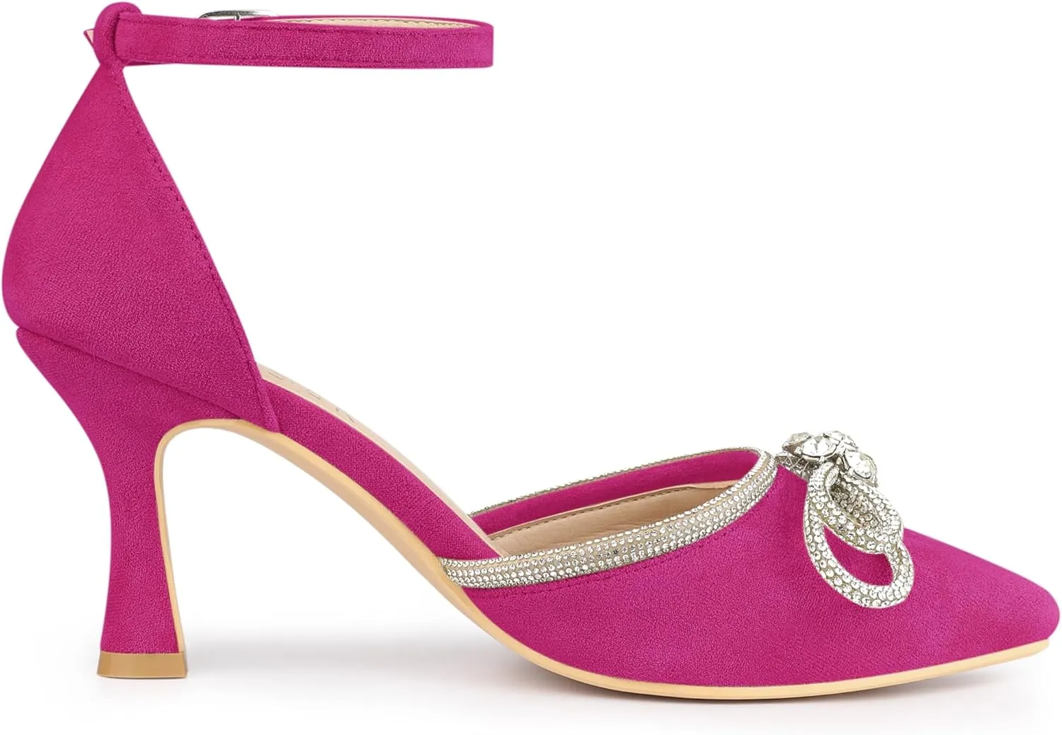 Allegra K Women's Rhinestones Bow Ankle Strap Stiletto Heel Sandals Pumps