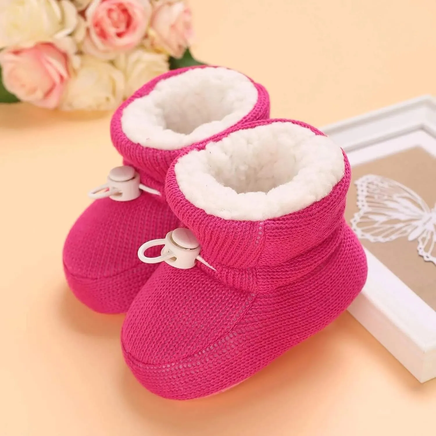 Baby Boy Girl Fleece Boots Newborn Shoes Winter Snow Boots Anti-Slip Soft Sole Warm Infant Tennis Shoes for Girls
