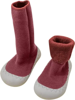 Baby Boy Girl Non-Slip Indoor Infant Walking Shoes Warm Elastic Sock Shoes with Memory Sole Ankle Sock