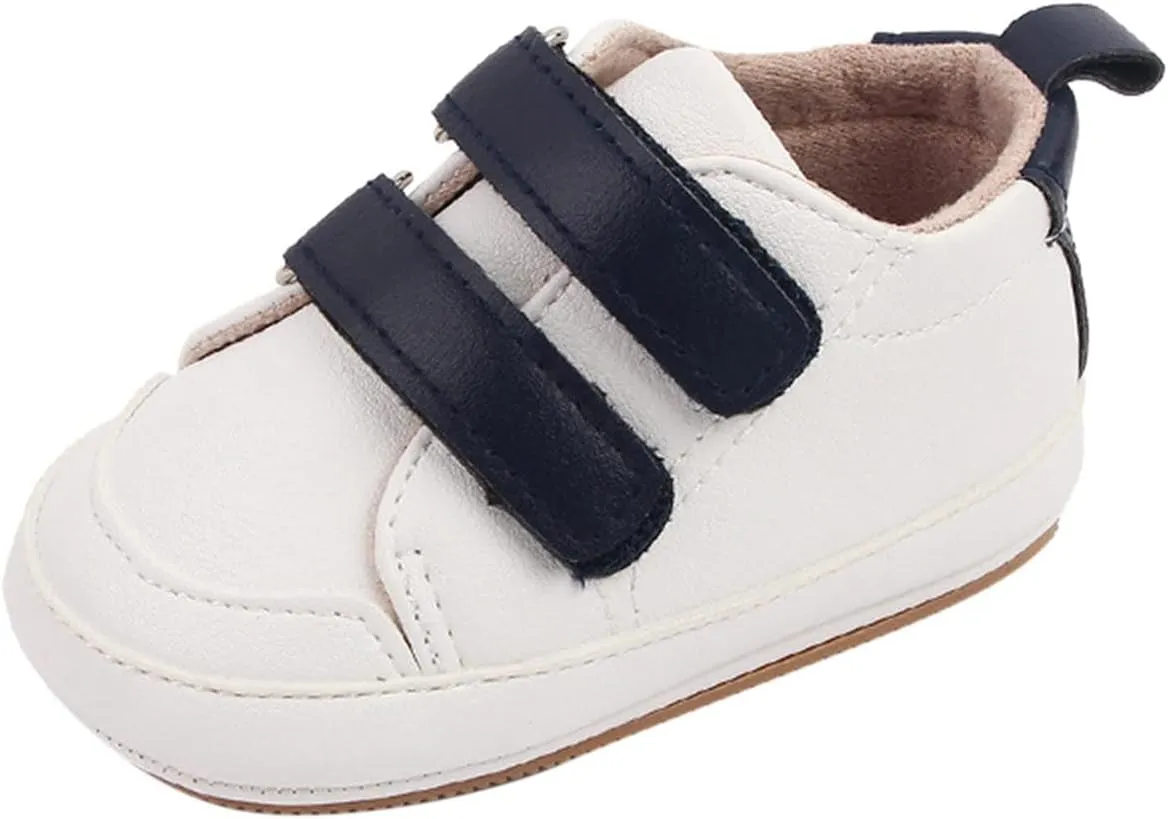 Baby Boys Girls Anti-Slip Sneakers Newborn Toddler Soft Slip On First Walking Leather Shoes for Outdoor Indoor