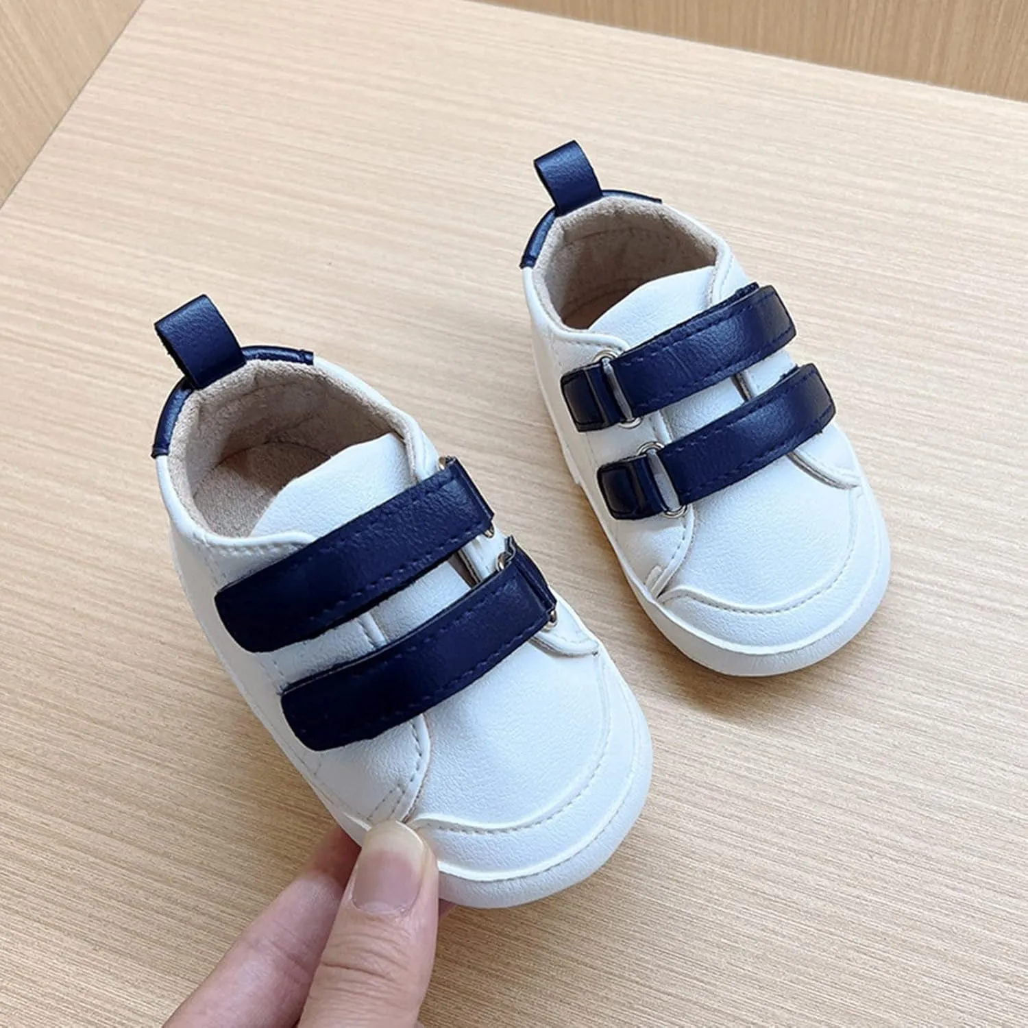 Baby Boys Girls Anti-Slip Sneakers Newborn Toddler Soft Slip On First Walking Leather Shoes for Outdoor Indoor