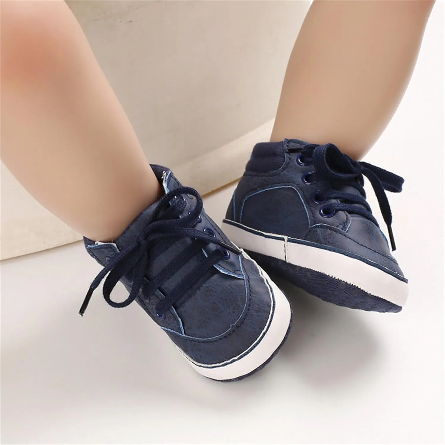 Baby Boys Girls First Walking High Top Sneakers Soft Soles Anti Slip Infant Unisex Lace-up Casual Ankle Shoes