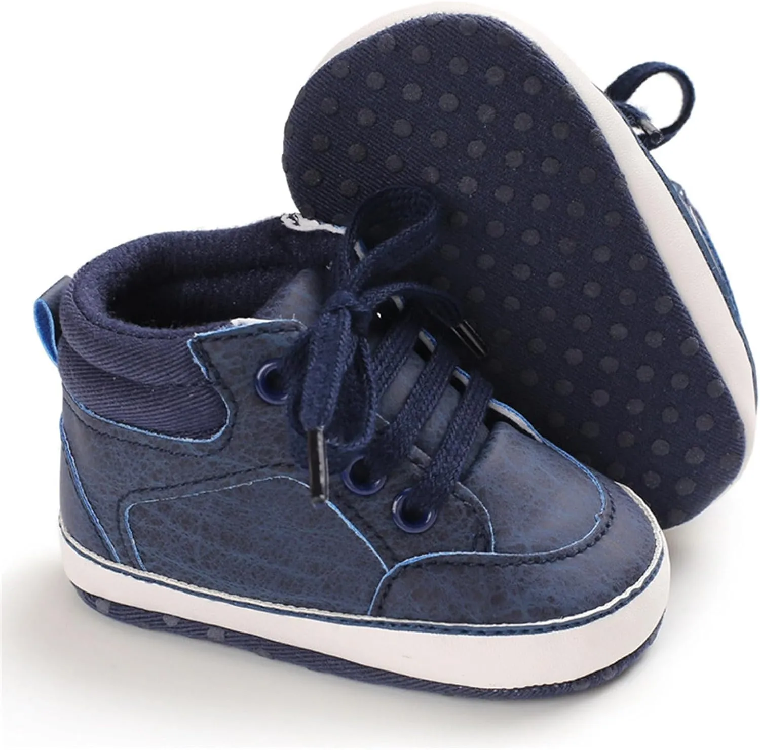 Baby Boys Girls First Walking High Top Sneakers Soft Soles Anti Slip Infant Unisex Lace-up Casual Ankle Shoes