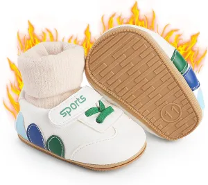 Baby Boys Girls High Top Ankle PU Leather Sneakers Soft Rubber Sole Infant Moccasins Newborn Oxford Loafers Anti-Slip Toddler Wedding Uniform Dress Shoes