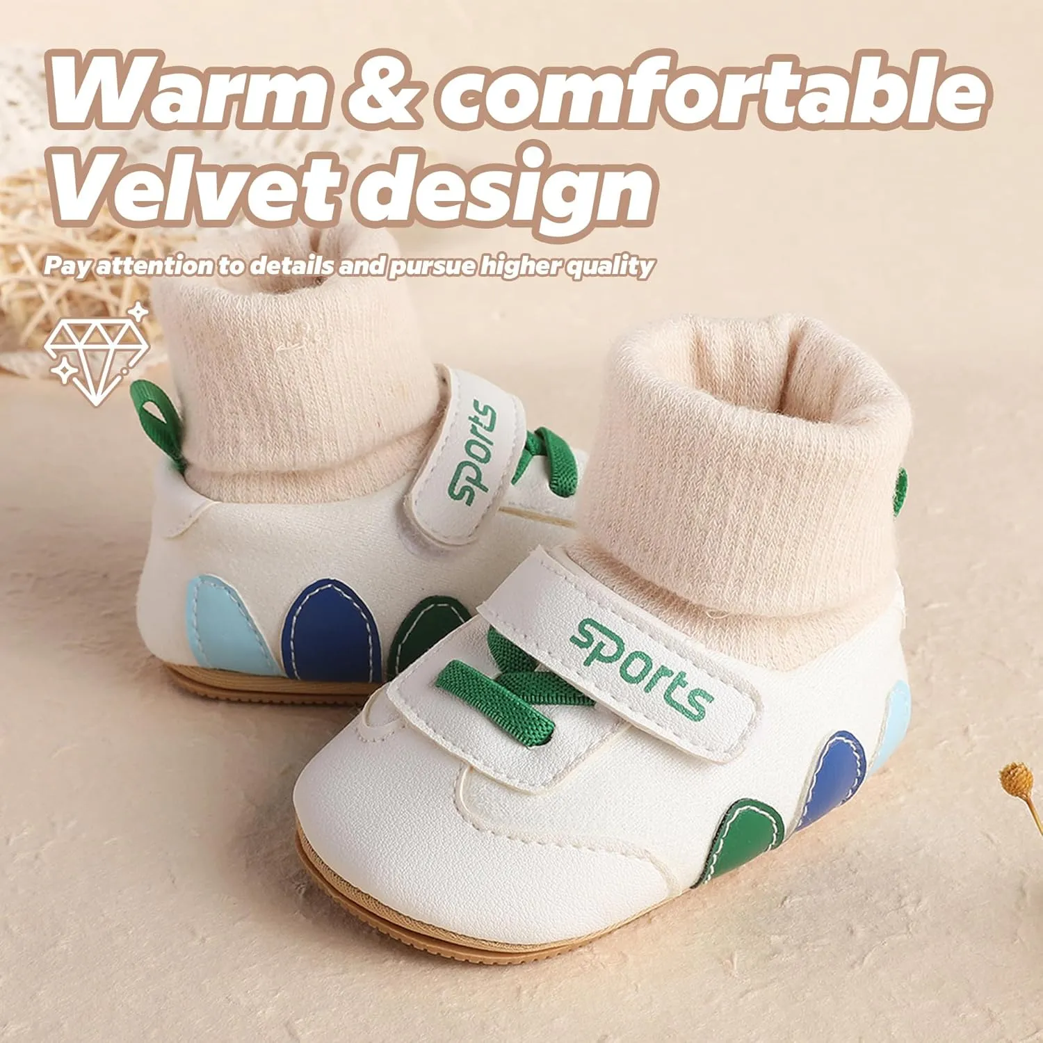 Baby Boys Girls High Top Ankle PU Leather Sneakers Soft Rubber Sole Infant Moccasins Newborn Oxford Loafers Anti-Slip Toddler Wedding Uniform Dress Shoes