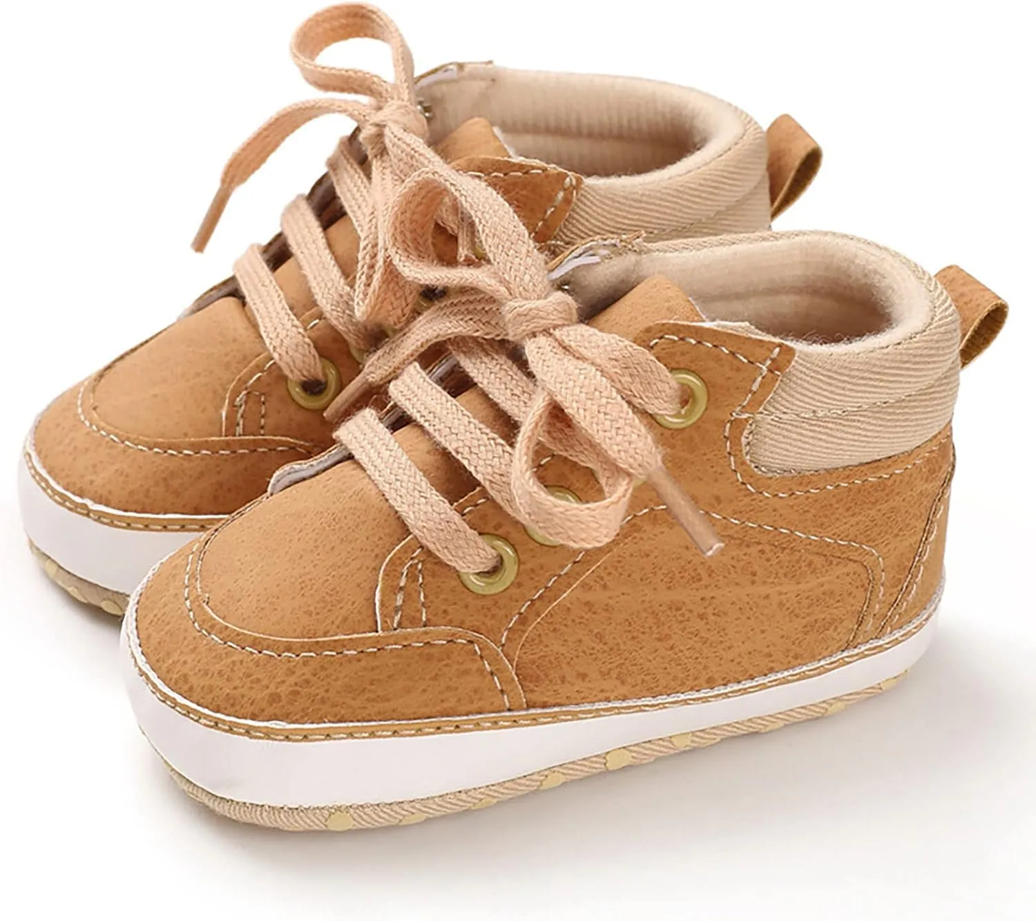 Baby Boys Girls High Top Sneakers Soft Soles Anti Slip Ankle Shoes Infant Toddler Flat Bottom First Walking Shoes Baby