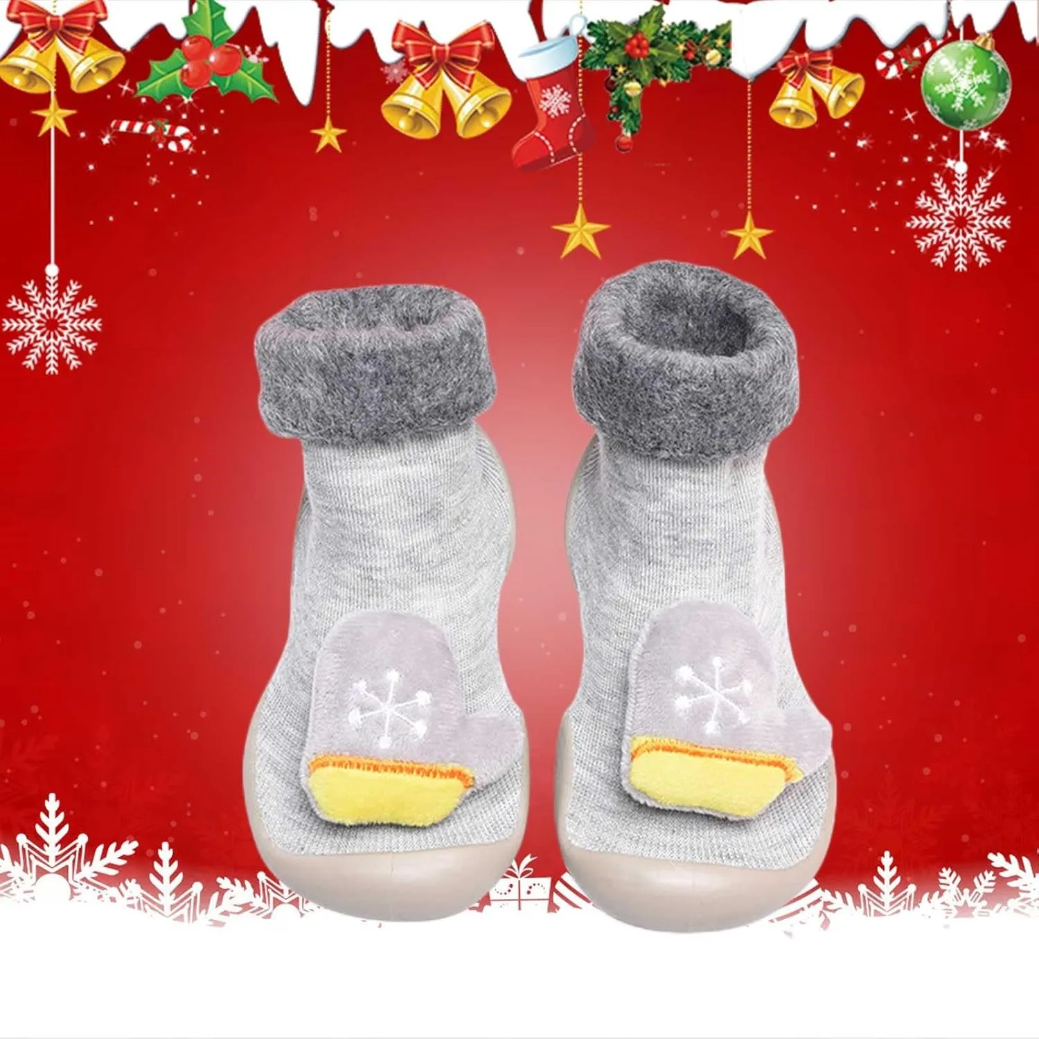 Baby Christmas Sock Shoes Cartoon Soft Rubber Sole Non Slip Indoor Floor Slipper First Walking Trainers Shoes