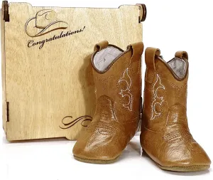 Baby Cowboy Boots Real Leather Premium Box Soft Sole Infant Toddler Boys Girls Newborn Special Occasion Prewalkers Custom