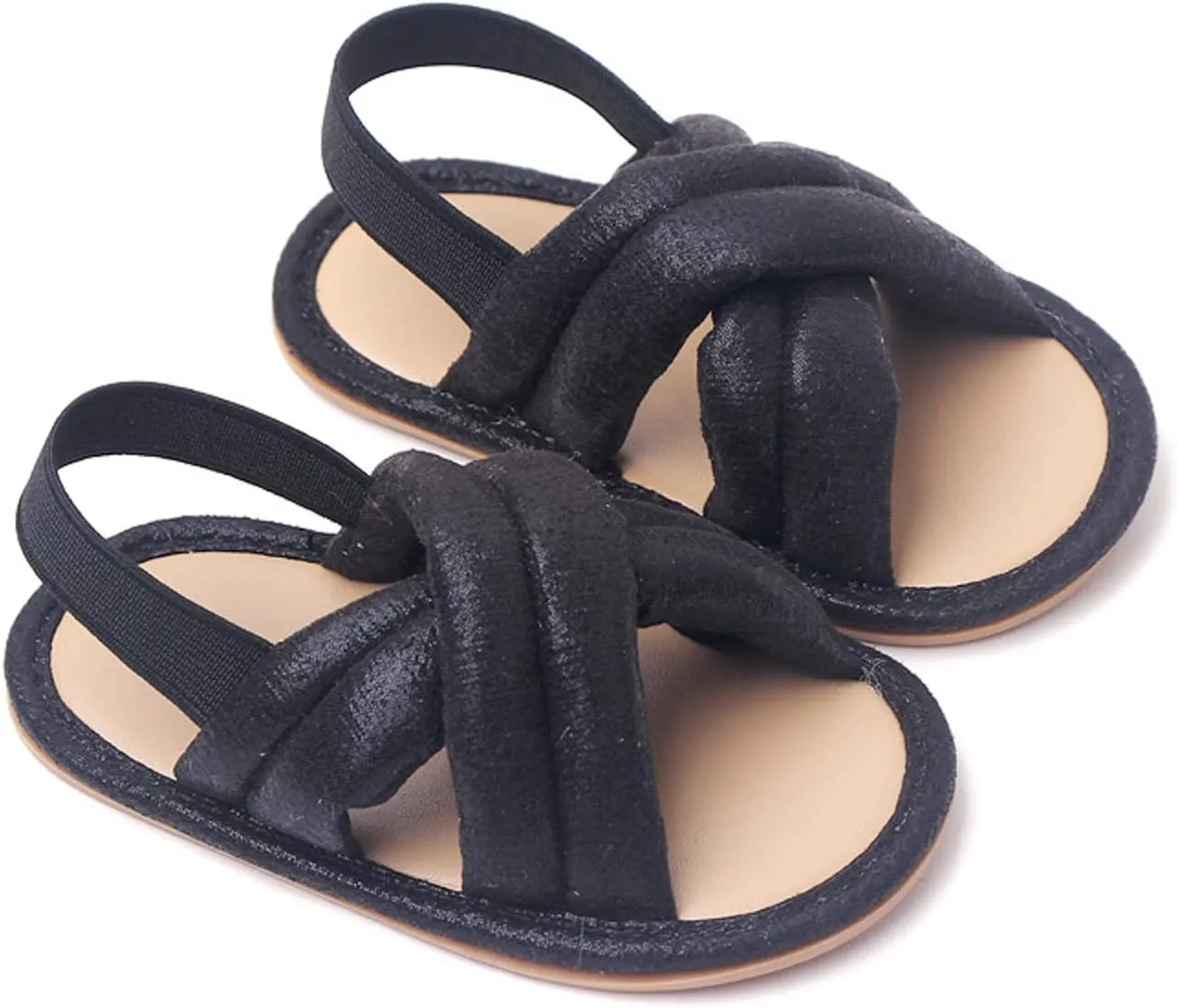 Baby Flip Flops Sandals Baby Open Toe Soft Rubber Sole Elastic Strap Flats Toddler First Walking Beach Water Shoes