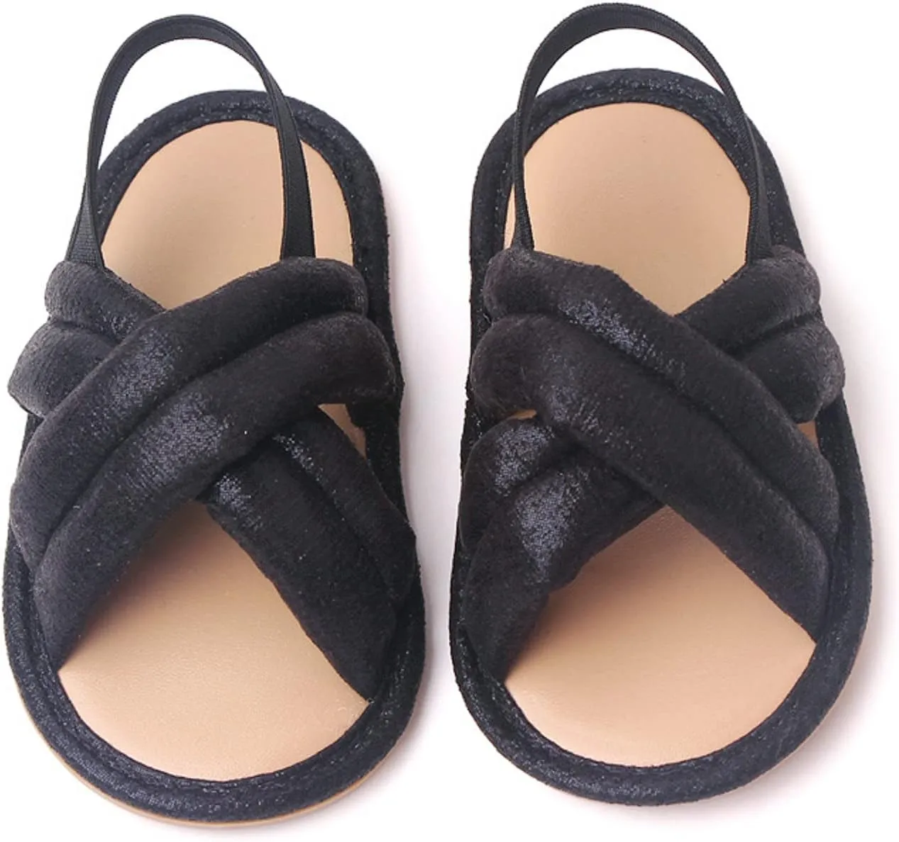 Baby Flip Flops Sandals Baby Open Toe Soft Rubber Sole Elastic Strap Flats Toddler First Walking Beach Water Shoes