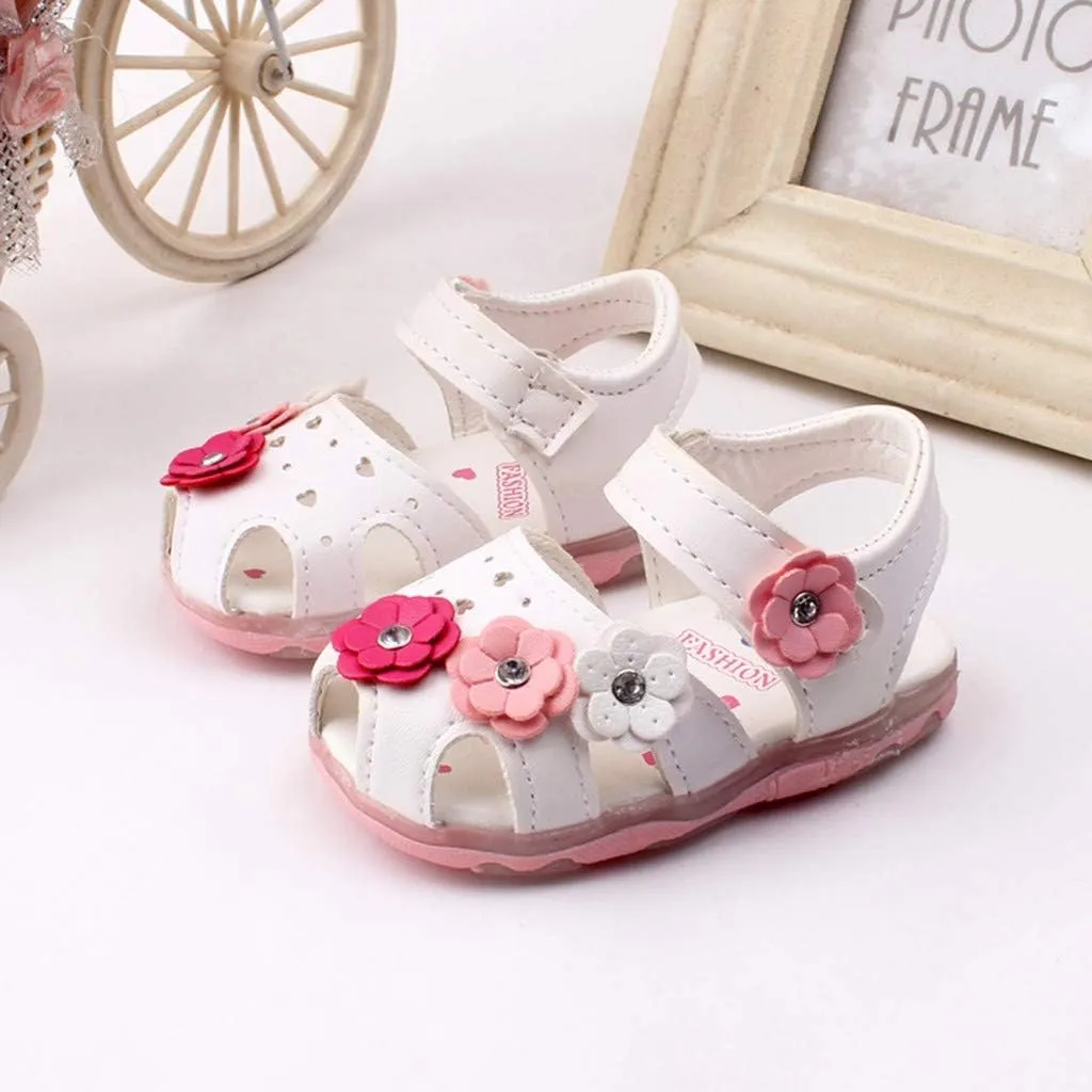 Baby Flowers Girls Shoes Sandals Toddler Infant Kids LED Luminous Baby Shoes Basketball Shoes for Boys