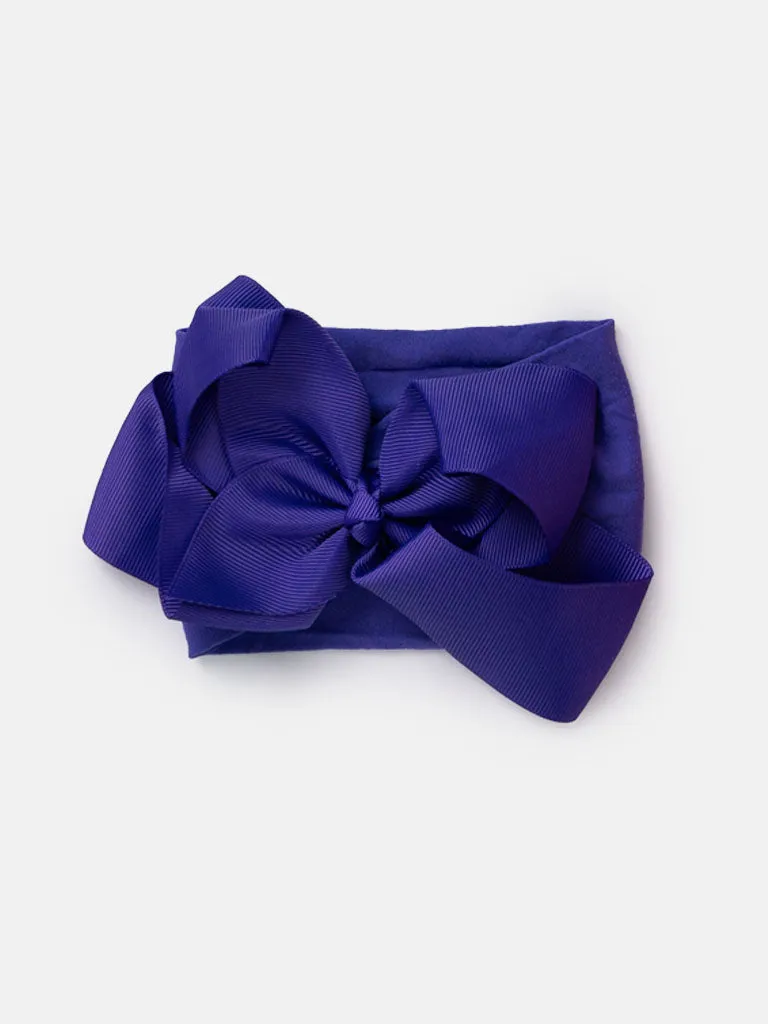 Baby Girl Big Satin Bow Hairband - Cool Tones
