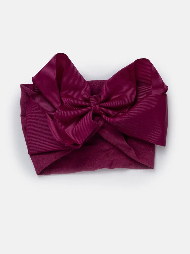 Baby Girl Big Satin Bow Hairband - Earthy Tones