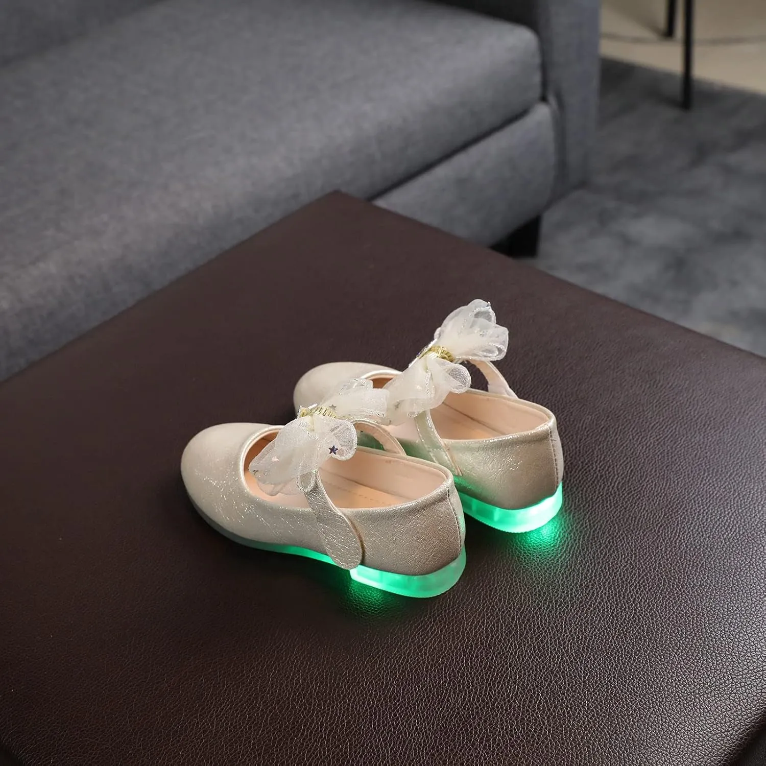 Baby Girl Bow Embellished Shoe Soft Sole Textured Sandals Princess Hook and Loop Low Heel Splicing Rhinestone Shoes
