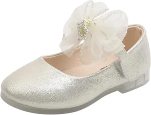 Baby Girl Bow Embellished Shoe Soft Sole Textured Sandals Princess Hook and Loop Low Heel Splicing Rhinestone Shoes