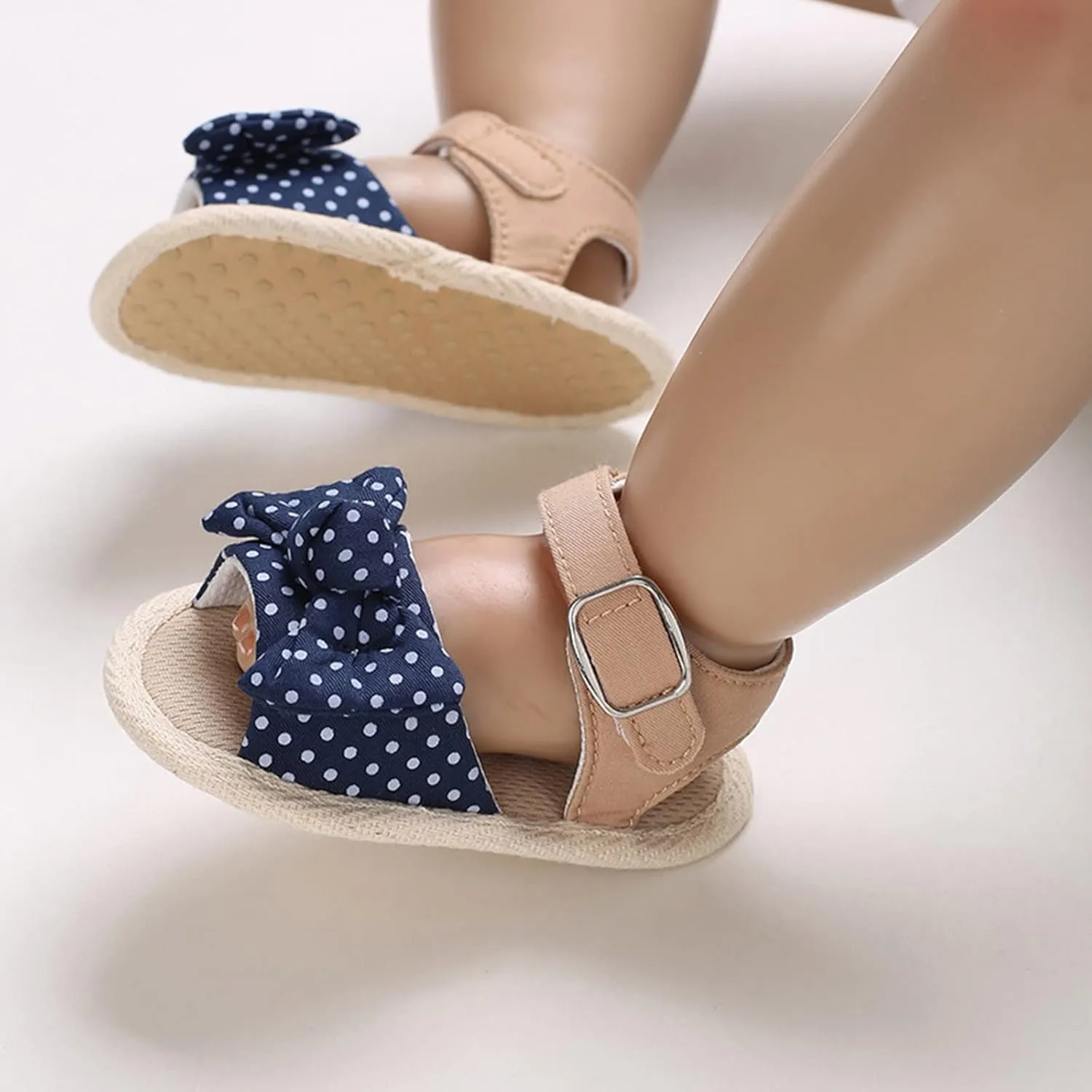 Baby Girl Bowknot Sandals Toddler Infant Soft Open Toe Sandals Beach Flats Anti Slip Softy Shoes With Ankle Strap