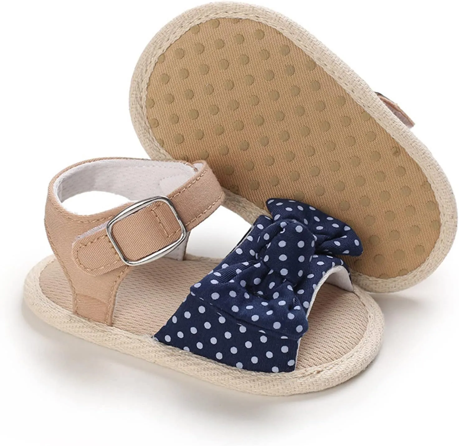 Baby Girl Bowknot Sandals Toddler Infant Soft Open Toe Sandals Beach Flats Anti Slip Softy Shoes With Ankle Strap