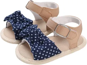 Baby Girl Bowknot Sandals Toddler Infant Soft Open Toe Sandals Beach Flats Anti Slip Softy Shoes With Ankle Strap