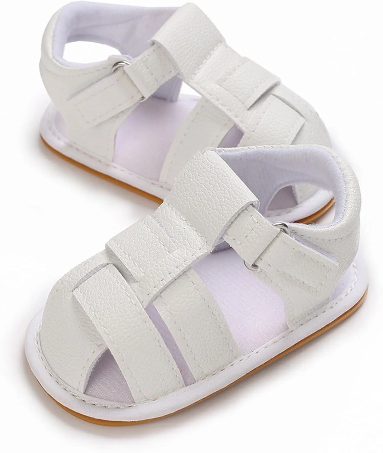 Baby Girl Boy Shoes Infant Closed Toe Sandals Anti Slip Rubber Sole Shoes Baby PU Leather Black Sneakers for Girls