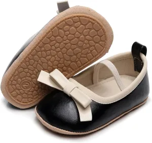 Baby Girl Mary Jane Flats Shoes Non Slip Soft Sole First Walker Shoes Bowknot Baptism Wedding Princess Crib Shoes