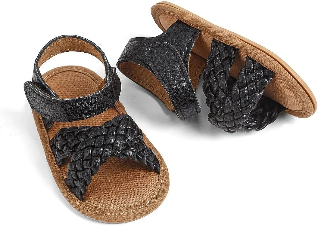 Baby Girl Sandals Infant Anti-Slip Soft Sole Princess Dress Sandals Cute Summer Outdoor Flats Toddler First Walkers Shoes