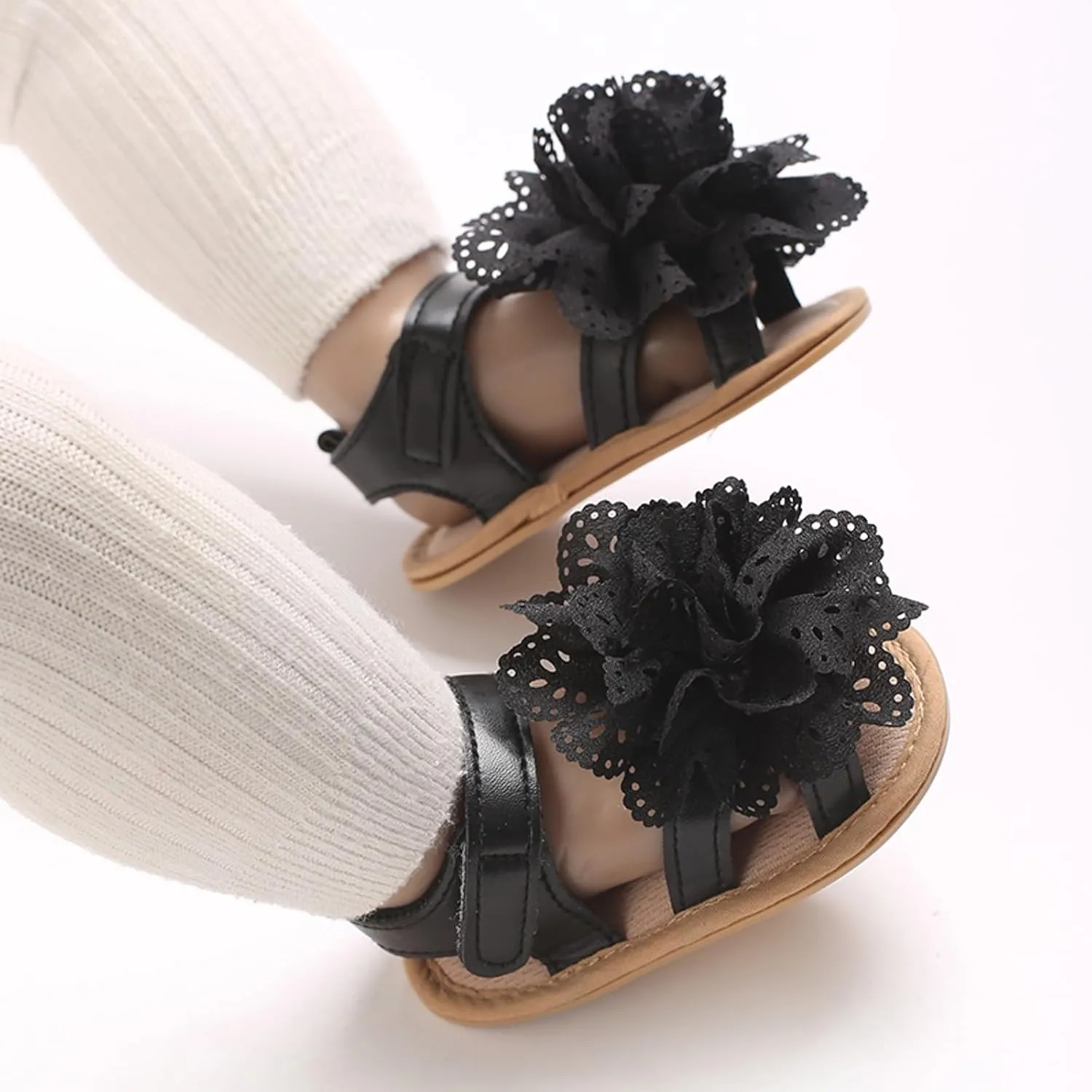 Baby Girl Sandals Summer Flower Crib Sandals Soft Sole Infant Girls Princess Dress Flats Anti-Slip Toddler First Walker Shoes