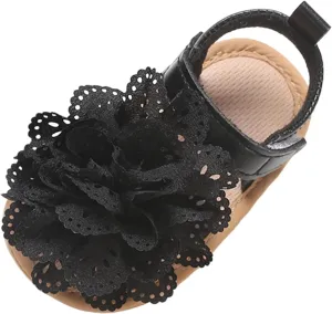 Baby Girl Sandals Summer Flower Crib Sandals Soft Sole Infant Girls Princess Dress Flats Anti-Slip Toddler First Walker Shoes