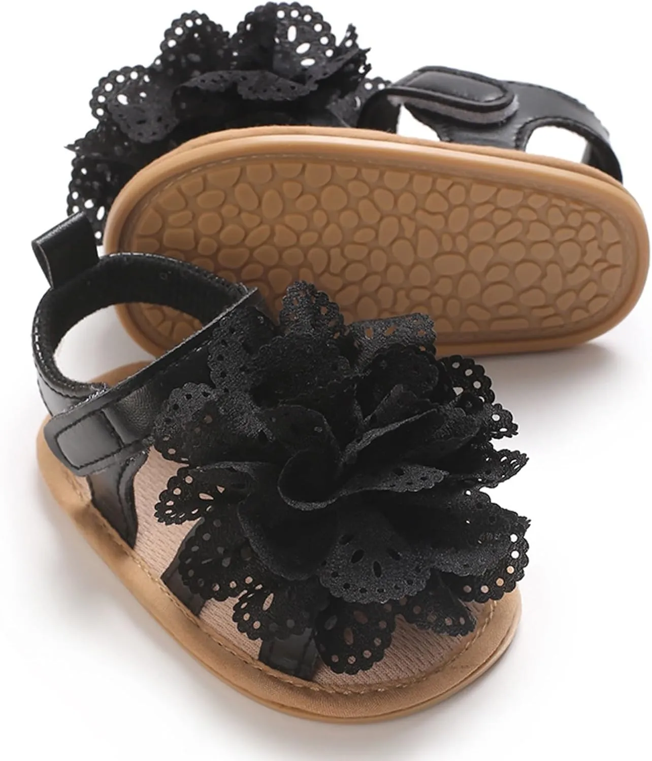 Baby Girl Sandals Summer Flower Crib Sandals Soft Sole Infant Girls Princess Dress Flats Anti-Slip Toddler First Walker Shoes