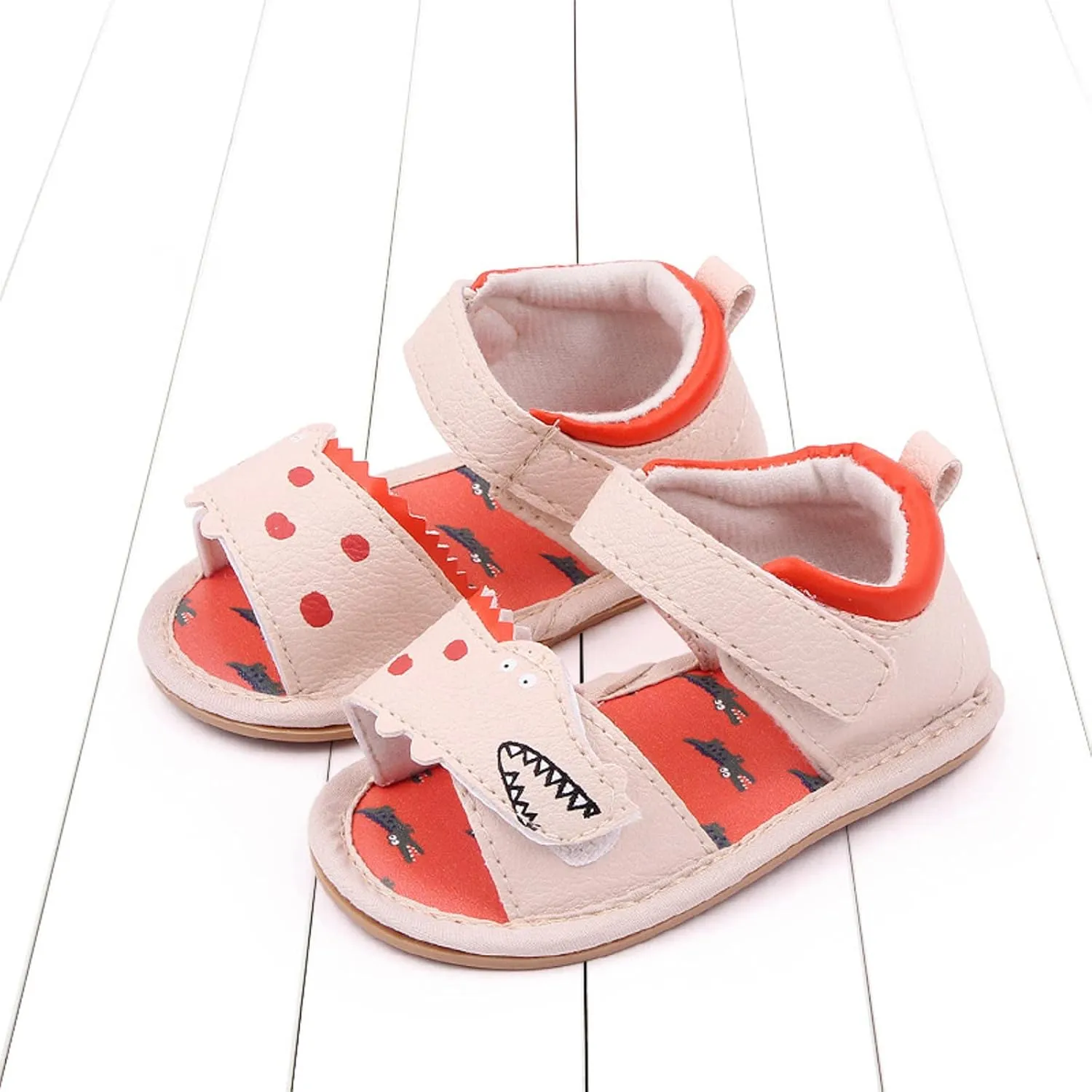 Baby Girl Sandals Toddler Comfort Open Toe Dinosaur Outdoor Casual Beach Shoes With Flower Flats Shoes