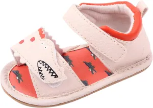 Baby Girl Sandals Toddler Comfort Open Toe Dinosaur Outdoor Casual Beach Shoes With Flower Flats Shoes
