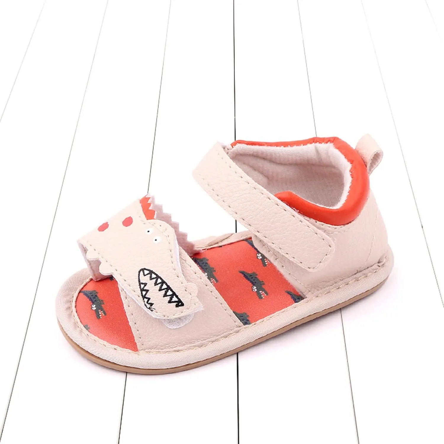 Baby Girl Sandals Toddler Comfort Open Toe Dinosaur Outdoor Casual Beach Shoes With Flower Flats Shoes