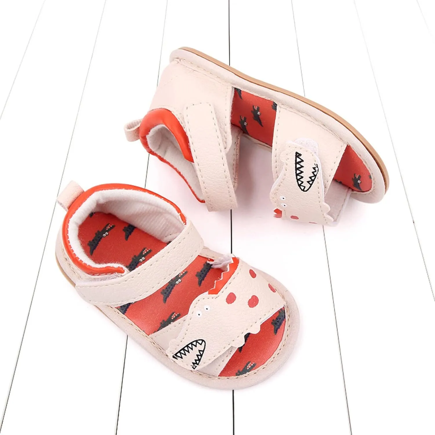 Baby Girl Sandals Toddler Comfort Open Toe Dinosaur Outdoor Casual Beach Shoes With Flower Flats Shoes