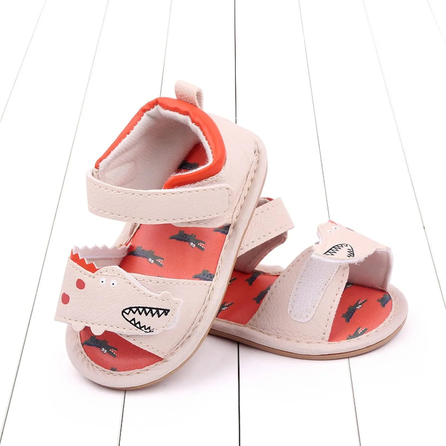 Baby Girl Sandals Toddler Comfort Open Toe Dinosaur Outdoor Casual Beach Shoes With Flower Flats Shoes