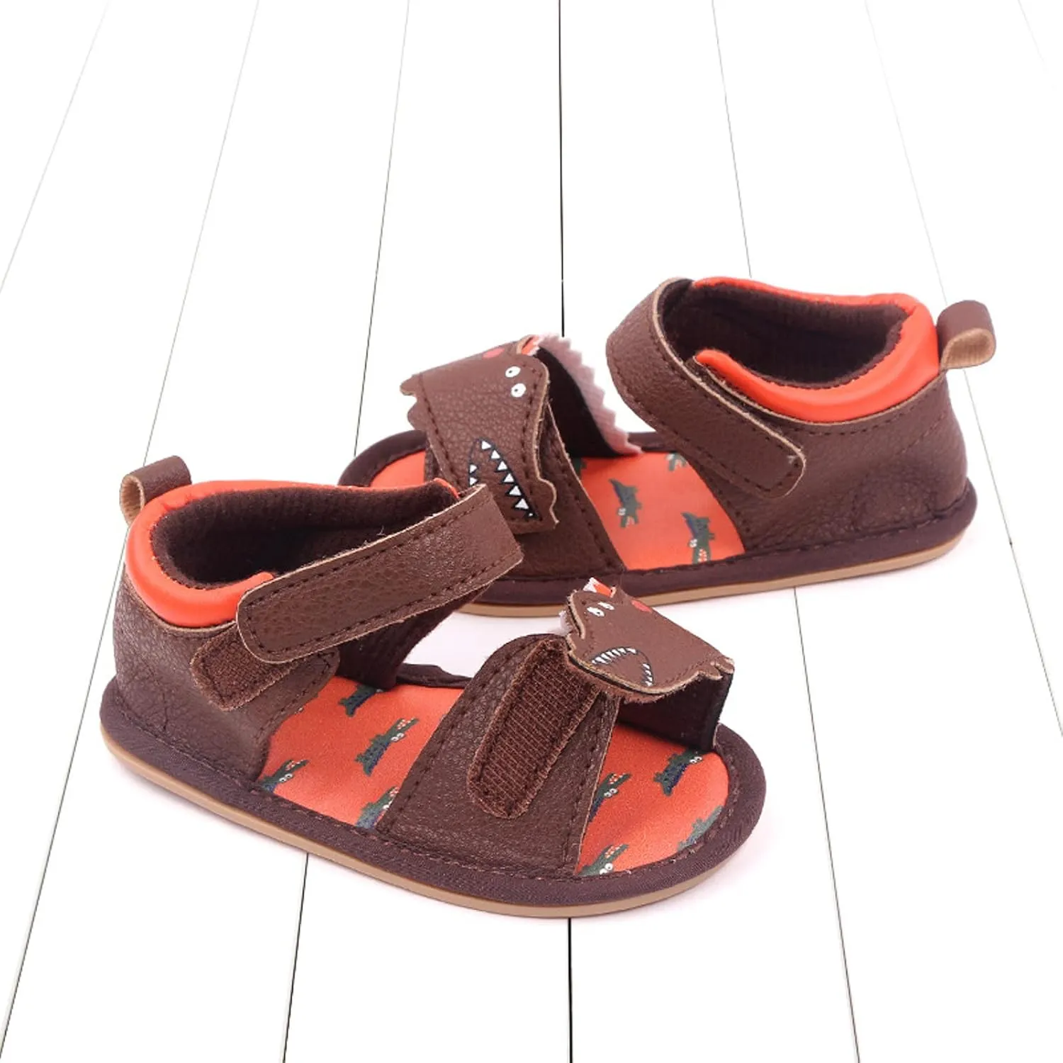 Baby Girl Sandals Toddler Comfort Open Toe Dinosaur Outdoor Casual Beach Shoes With Flower Flats Shoes
