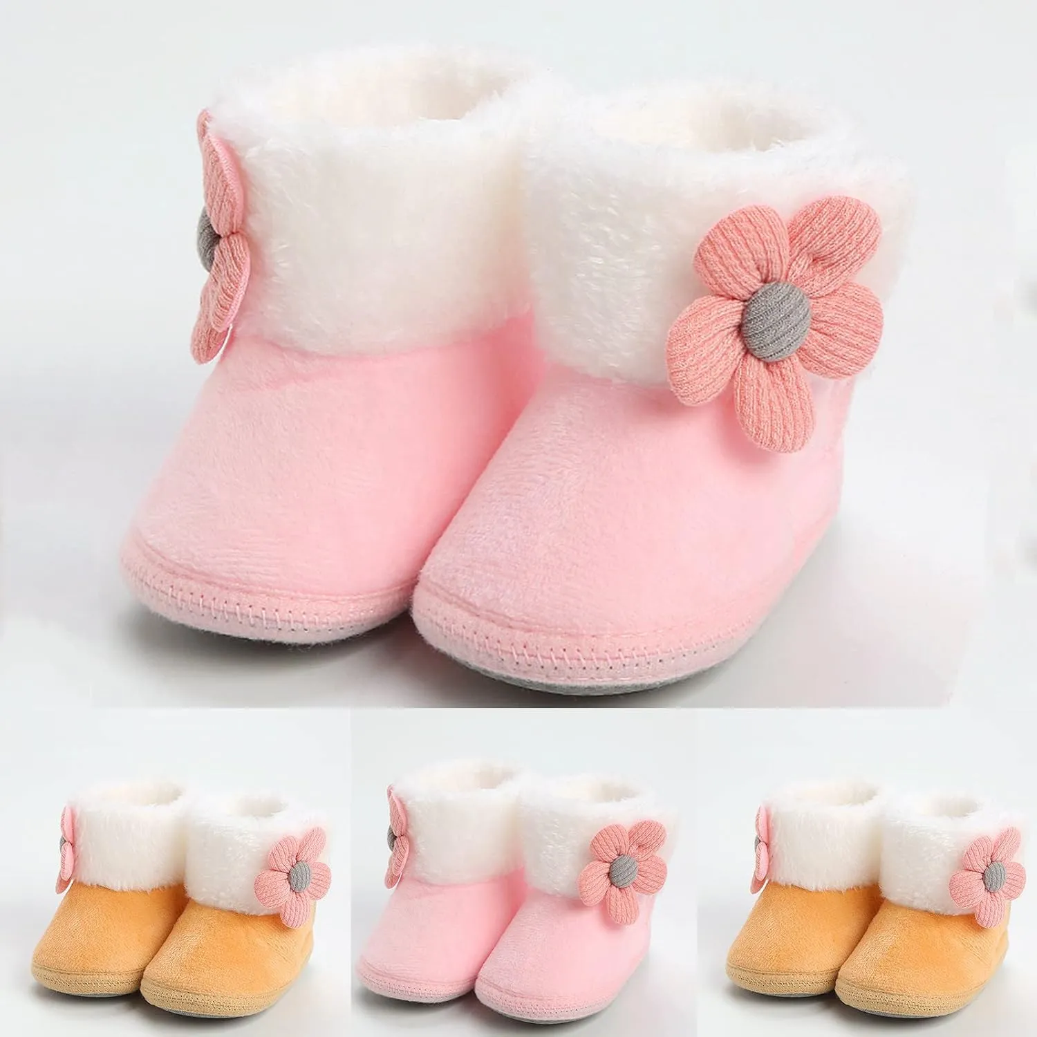 Baby Girl Winter Snow Boots Newborn Shoes Flower Anti-Slip Soft Sole Warm Infant Toddler Prewalker Toddler Tennis Shoes