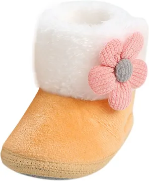 Baby Girl Winter Snow Boots Newborn Shoes Flower Anti-Slip Soft Sole Warm Infant Toddler Prewalker Toddler Tennis Shoes