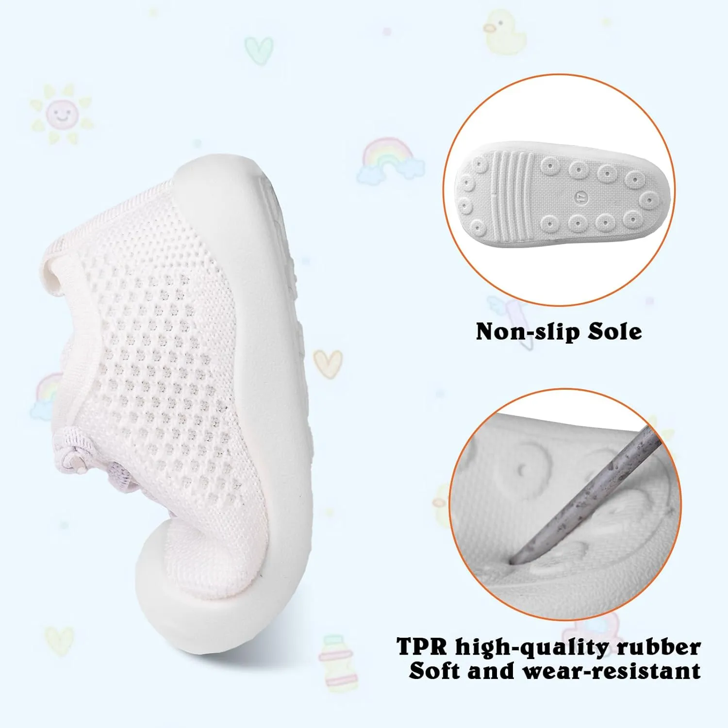 Baby Girl&Boy Toddler First Walking Shoes 6-12 Months Size 3 Black Barefoot Slip On Wide Toe Box Shoes Soft Footmates Casual Tennis Indoor Flexible Learning to Walk Rubber Sneakers