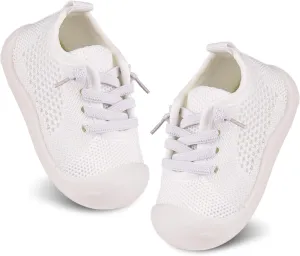 Baby Girl&Boy Toddler First Walking Shoes 6-12 Months Size 3 Black Barefoot Slip On Wide Toe Box Shoes Soft Footmates Casual Tennis Indoor Flexible Learning to Walk Rubber Sneakers