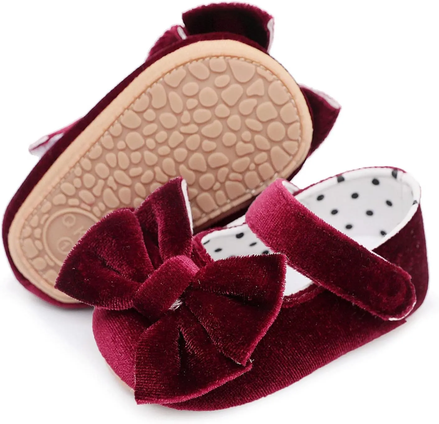 Baby Girls Bowknot Mary Jane Flats Wedding Princess Dress Baptism Shoes Soft Plush Infant First Walking Moccasins