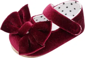 Baby Girls Bowknot Mary Jane Flats Wedding Princess Dress Baptism Shoes Soft Plush Infant First Walking Moccasins