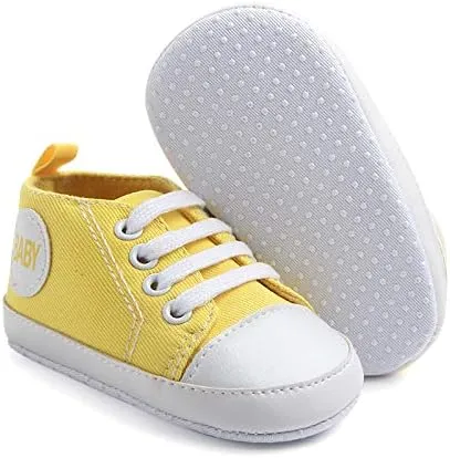 Baby Girls Boys Canvas High-top Shoes Newborn Infant Anti-Slip Soft Sole Frist Walking Breathable Sneakers
