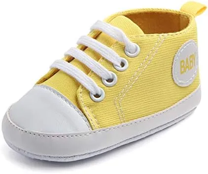 Baby Girls Boys Canvas High-top Shoes Newborn Infant Anti-Slip Soft Sole Frist Walking Breathable Sneakers