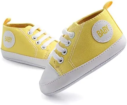 Baby Girls Boys Canvas High-top Shoes Newborn Infant Anti-Slip Soft Sole Frist Walking Breathable Sneakers