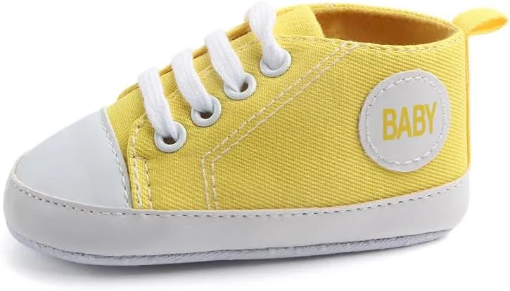 Baby Girls Boys Canvas High-top Shoes Newborn Infant Anti-Slip Soft Sole Frist Walking Breathable Sneakers