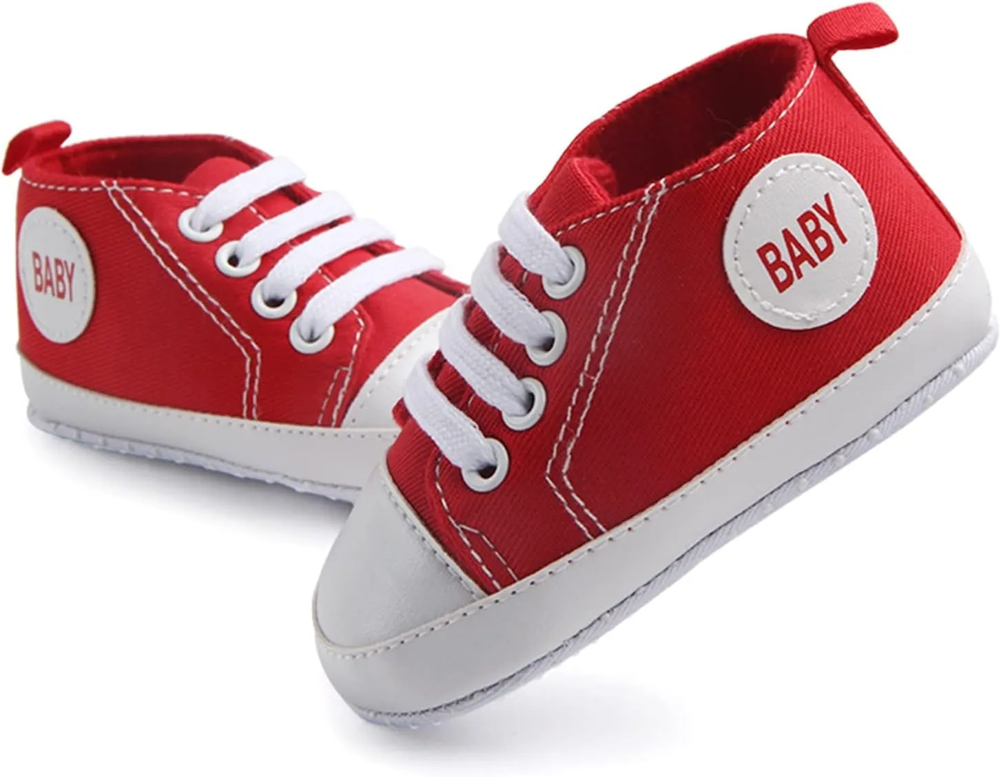 Baby Girls Boys Canvas Sneakers Soft Sole High-Top Ankle First-Walkers Step Shoes Infant Flat Rubber Sole Baby Shoes Boy