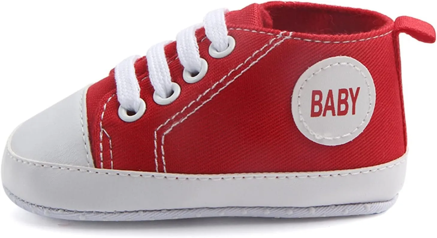 Baby Girls Boys Canvas Sneakers Soft Sole High-Top Ankle First-Walkers Step Shoes Infant Flat Rubber Sole Baby Shoes Boy