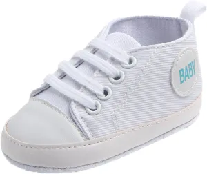 Baby Girls Boys Canvas Sneakers Soft Sole High-Top Ankle First-Walkers Step Shoes Infant Flat Rubber Sole Baby Shoes Boy