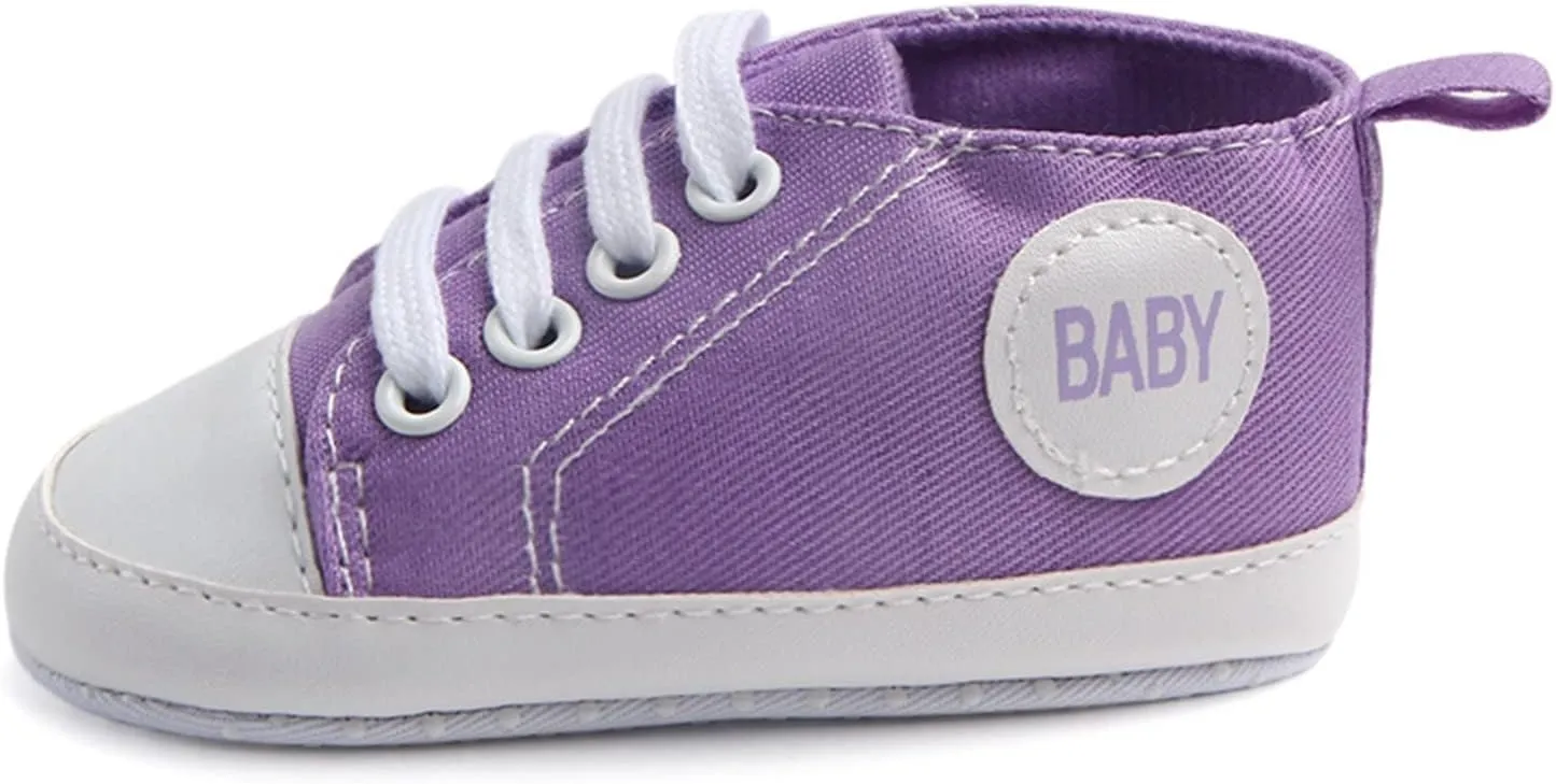Baby Girls Boys Canvas Sneakers Soft Sole High-Top Ankle First-Walkers Step Shoes Infant Flat Rubber Sole Baby Shoes Boy