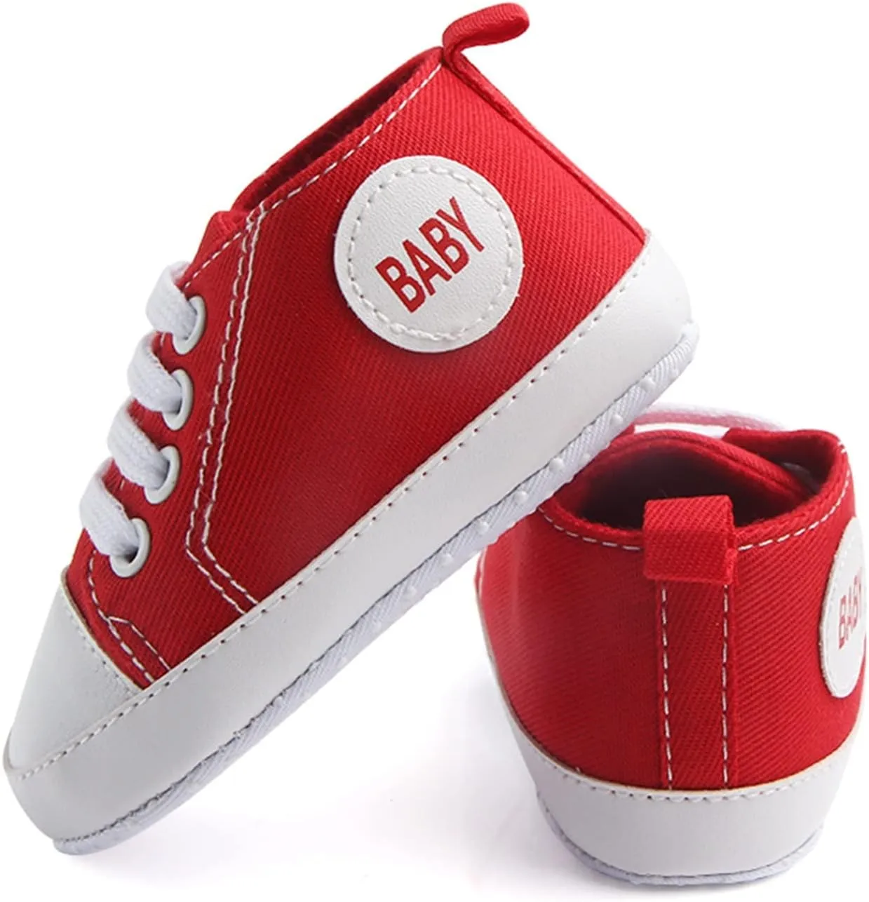 Baby Girls Boys Canvas Sneakers Soft Sole High-Top Ankle First-Walkers Step Shoes Infant Flat Rubber Sole Baby Shoes Boy